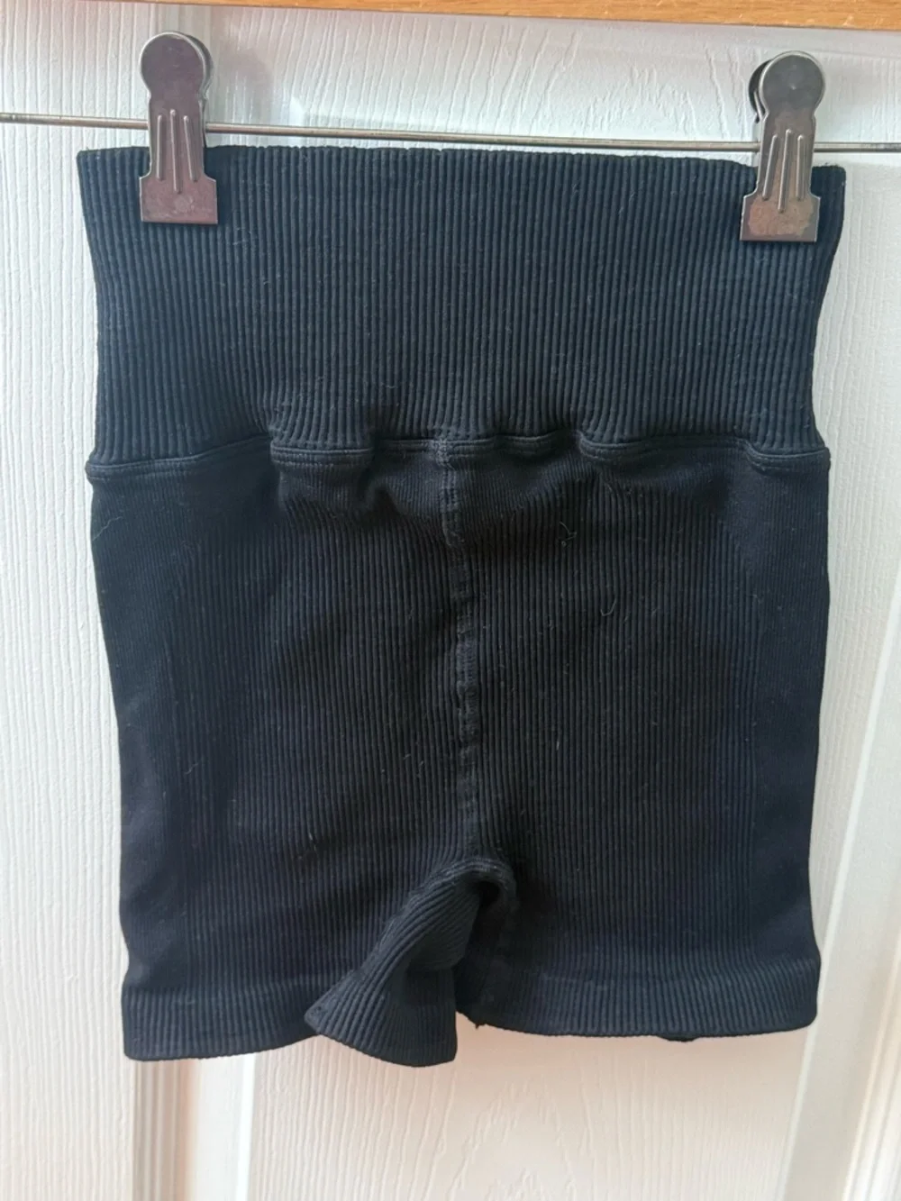 Free People Movement High Rise Ribbed Seamless Shorts in Black